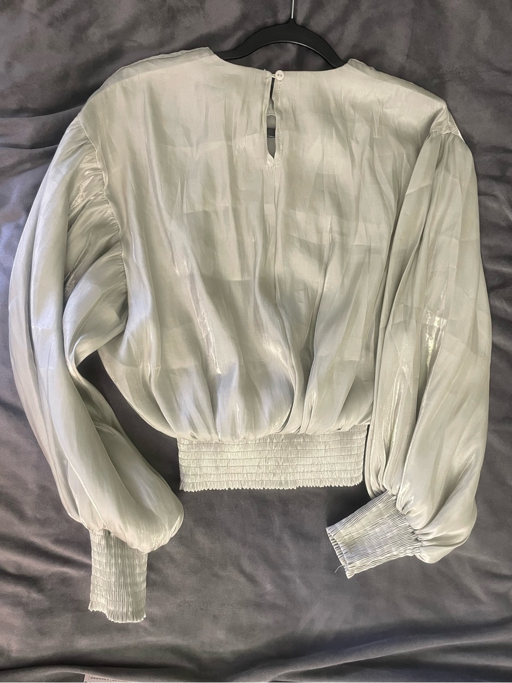 Sheer, Shimmery Sage Green Blouse - Picture 4 of 11